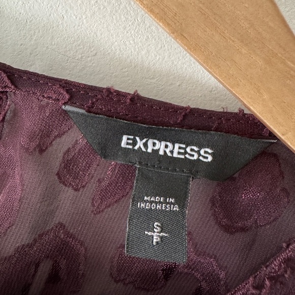 Express Purple Leopard Print Long Sleeve Sheer Blouse Built In Tank Top - Picture 5 of 5